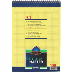 Gıpta Block Master Spiralli A4 100 Yaprak Kareli Bloknot