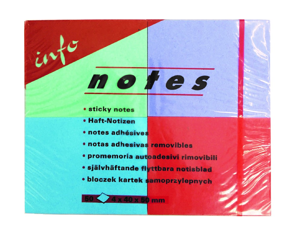 İnfo Notes 4 Renk Yapışkanlı Not Kağıdı (50 Yp 4x40x50 mm)