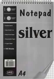 Lizy Collection Silver Spiralli Karton Kapak A4 100 Yaprak Kareli Bloknot