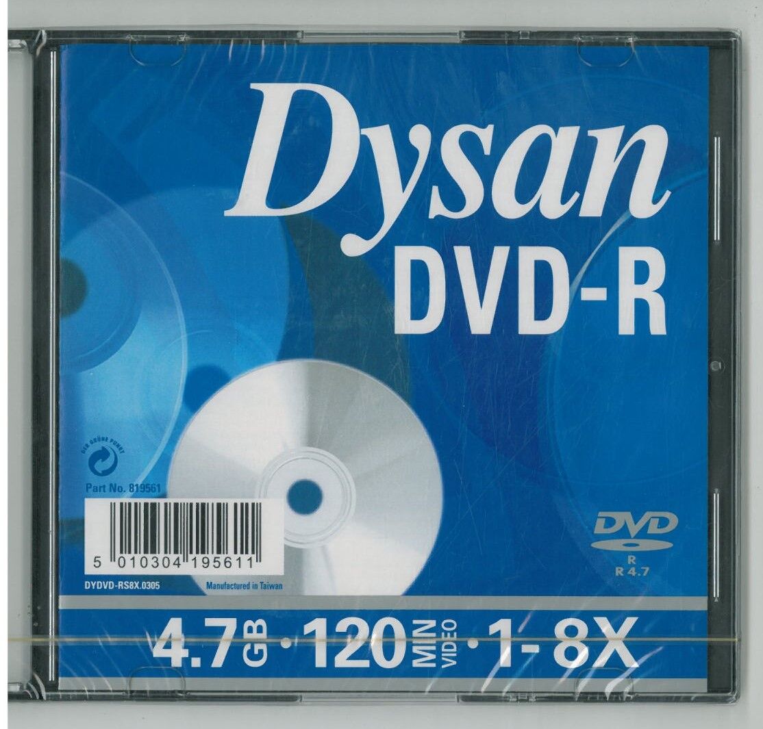 Dysan Yazdırılabilir DVD-R 4.7 GB 120 Min Video 1-8X 5'Li Paket