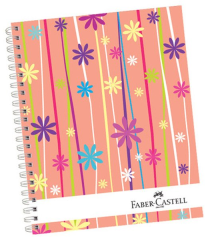 Faber-Castell Spiralli Sert Kapak A4 120 Yaprak 3+1 Çiçekler Defter