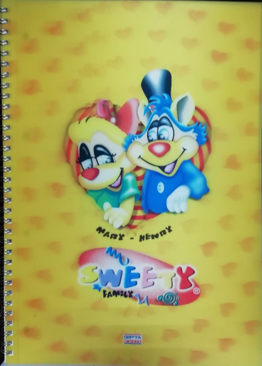 Gıpta Sweety Family 3D Spiralli Plastik Kapak A4 80 Yaprak Kareli Defter
