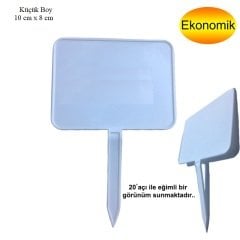 Plastik Fiyat Etiketi Küçük Boy Saplı 10 cm x 8 cm Beyaz