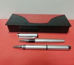 Tükenmez Kalem + Roller Kalem Seti Krom Kutulu