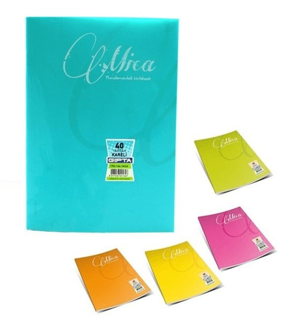 Gıpta Mica Tel Dikişli Plastik Kapak A5 40 Yaprak Kareli Defter