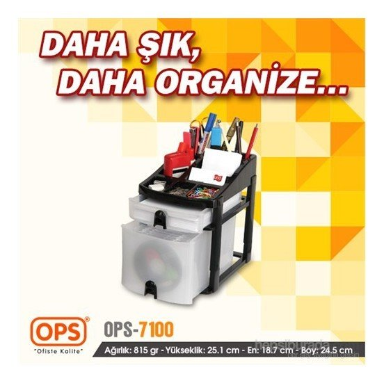 Ops 7100 CD Çekmeceli Ofis Organizer A5 Siyah