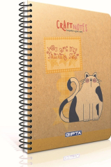 Gıpta Craft Notes Spiralli Sert Kapak 100 Yaprak Kareli Defter 17x24