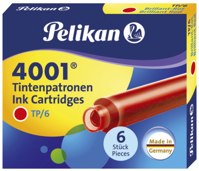 Pelikan 4001 Dolma Kalem Kartuşu Küçük Royal Kırmızı 6'lı