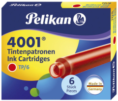 Pelikan 4001 Dolma Kalem Kartuşu Küçük Royal Kırmızı 6'lı