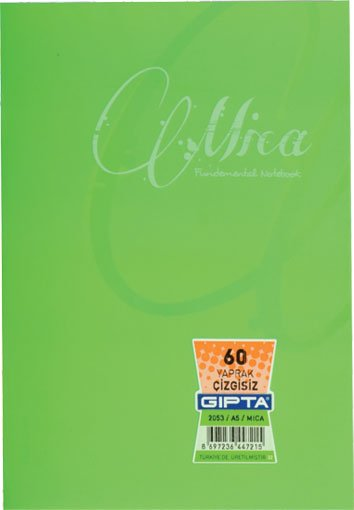 Gıpta Mica Tel Dikişli Plastik Kapak A5 60 Yaprak Çizgisiz Defter