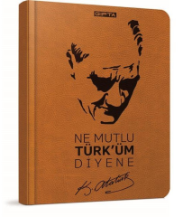 Gıpta Atatürk İplik Dikişli Sert Deri Kapak 120 Yaprak Çizgili Defter