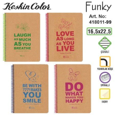 Keskin Color Funky Spiralli Sert Kapak 100 Yaprak Çizgili Defter