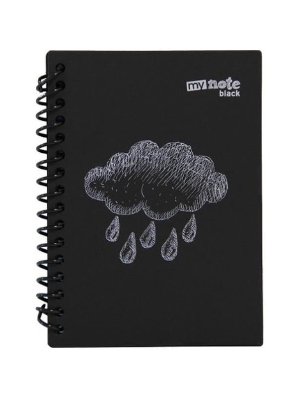 Umur My Note Black Spiralli Plastik Kapak A6 60 Yaprak Çizgisiz Siyah Defter