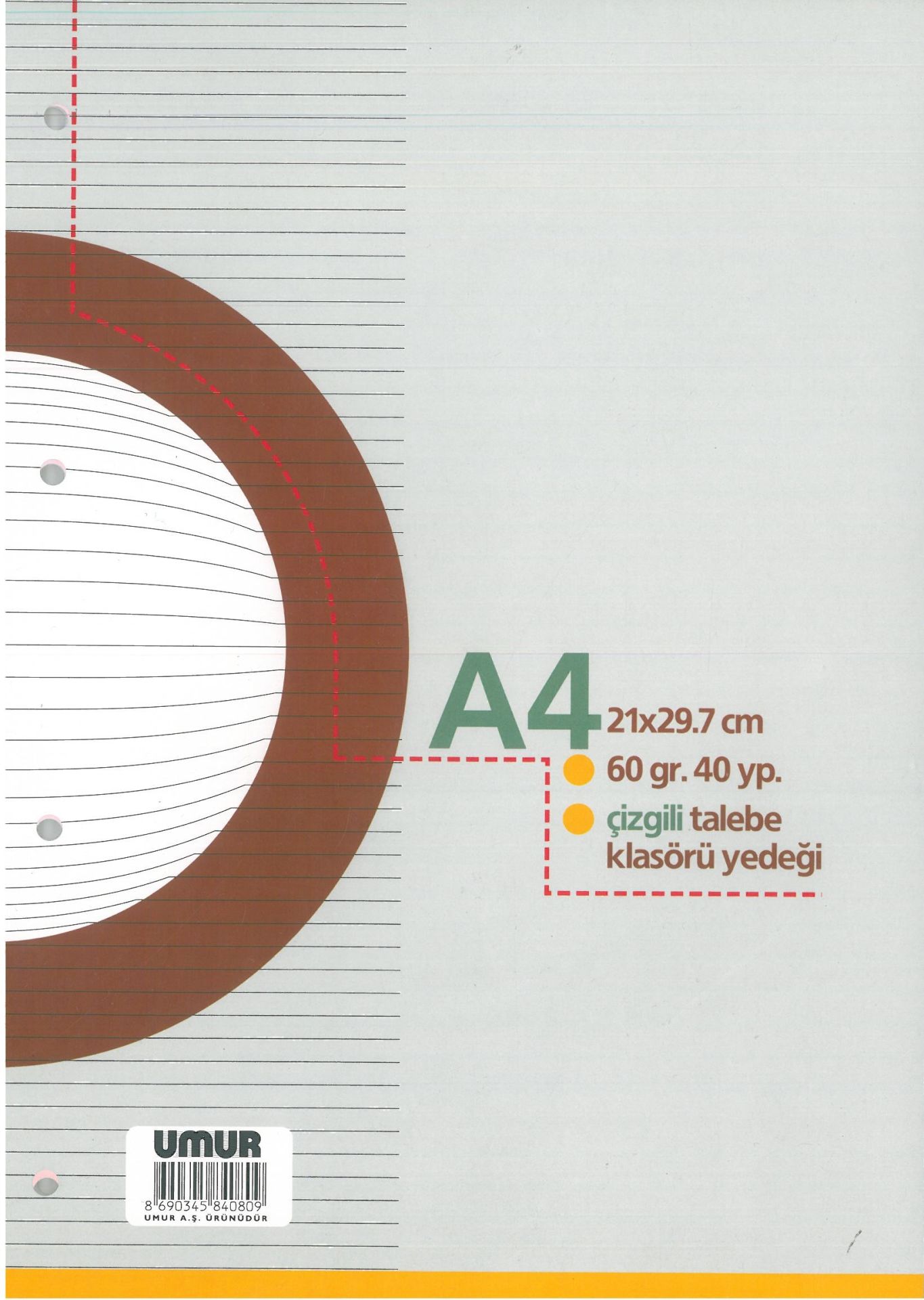 Umur Kolej Yedeği A4 Çizgili Beyaz
