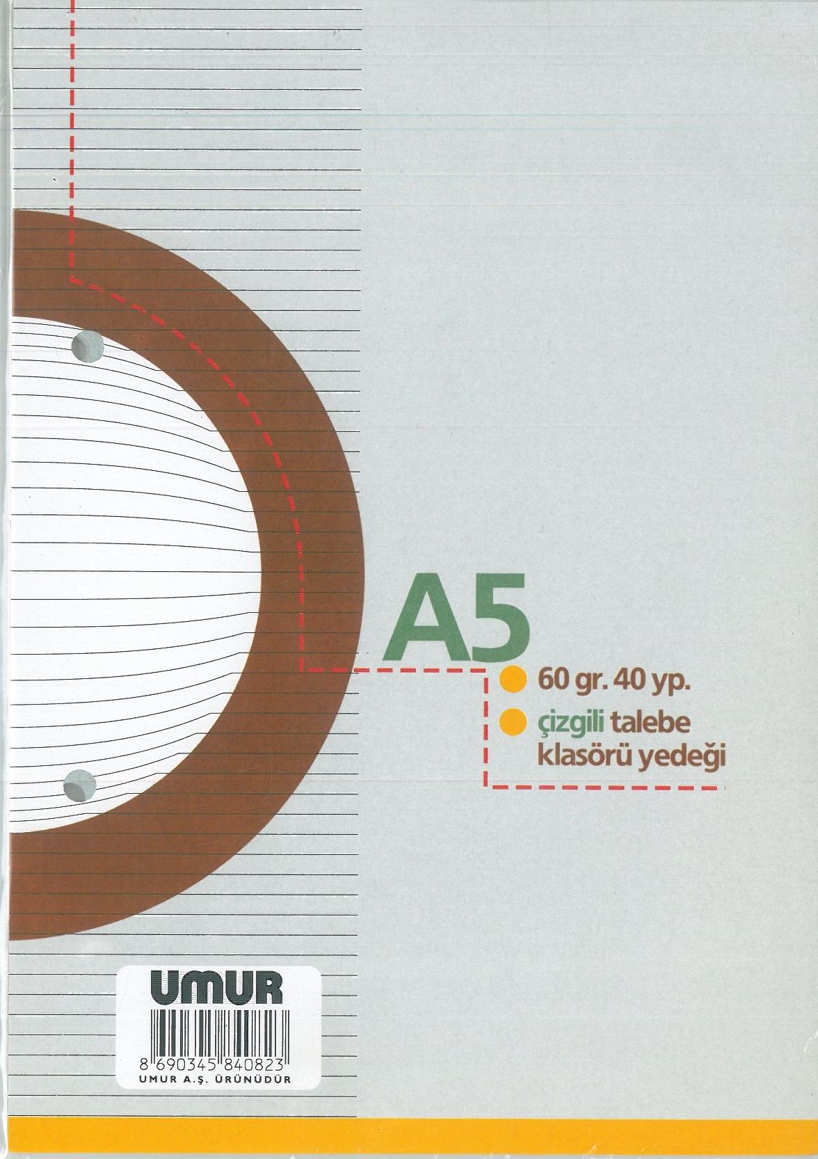 Umur Kolej Yedeği A5 Çizgili Beyaz