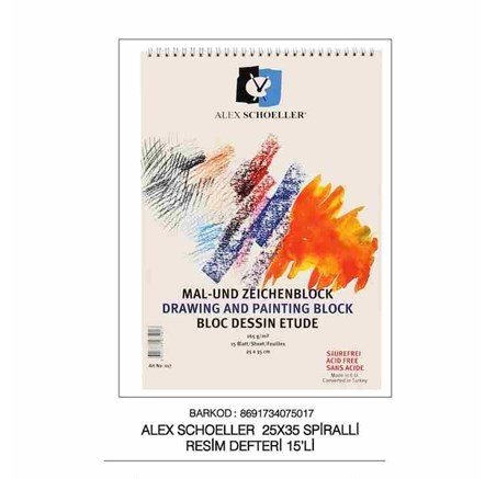 Alex Schoeller Spiralli Teknik Çizim ve Resim Defteri 165gr 25x35 cm 15 Yaprak