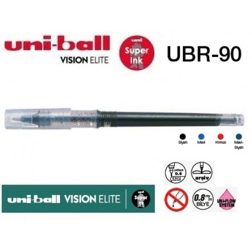 Uniball Vision Elite 0.8 Roller Kalem Yedeği UBR-90 Siyah
