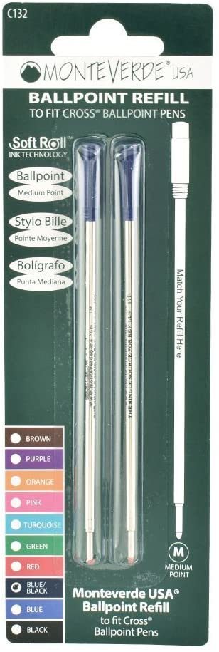 Monteverde C132 Tükenmez Kalem Refil Mavi-Siyah Medium 2'li