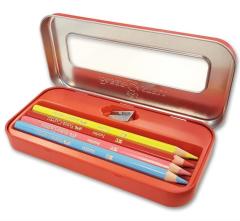 Faber-Castell Jumbo Boya Kalemi Metal Hediye Seti 8 Renk Kalemtıraşlı