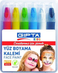 Gıpta Çevirmeli Yüz Boyama Kalemi 6 Renk