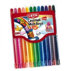 Lets Çevirmeli Mum Boya 12 Renk