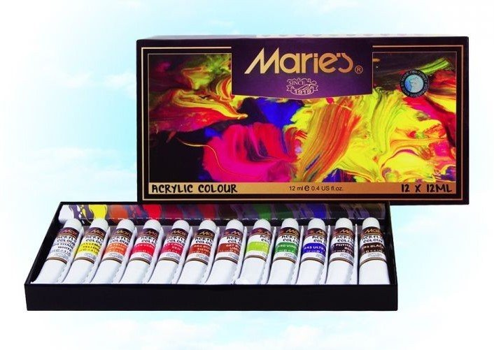 Maries Akrilik Boya Tüplü 12'li 12 ml