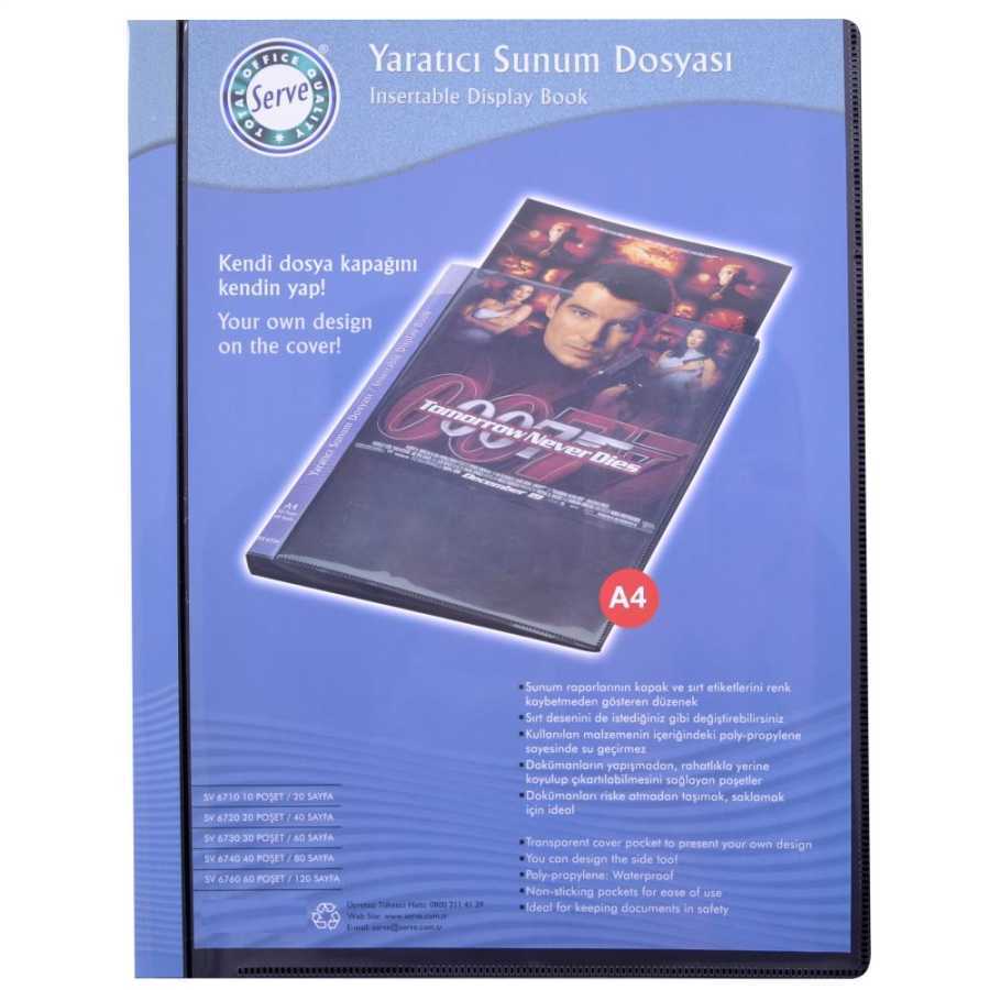 Serve Yaratıcı Sunum Dosyası A4 20 Poşet Siyah SV 6720