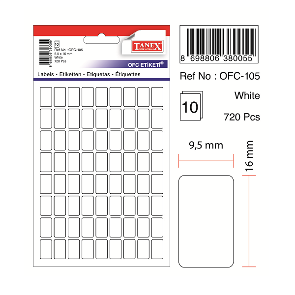 Taneks Ofc-105 Beyaz Ofis Etiketi