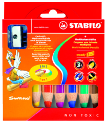 Stabilo Woody 3 in 1 Kuru Boya Kalemi ( 6 Renk Kalemtıraşlı )