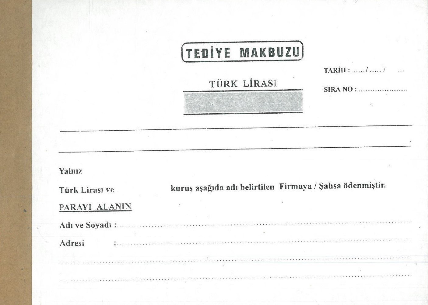 Tediye Makbuzu 2 Nüsha Otokopisiz