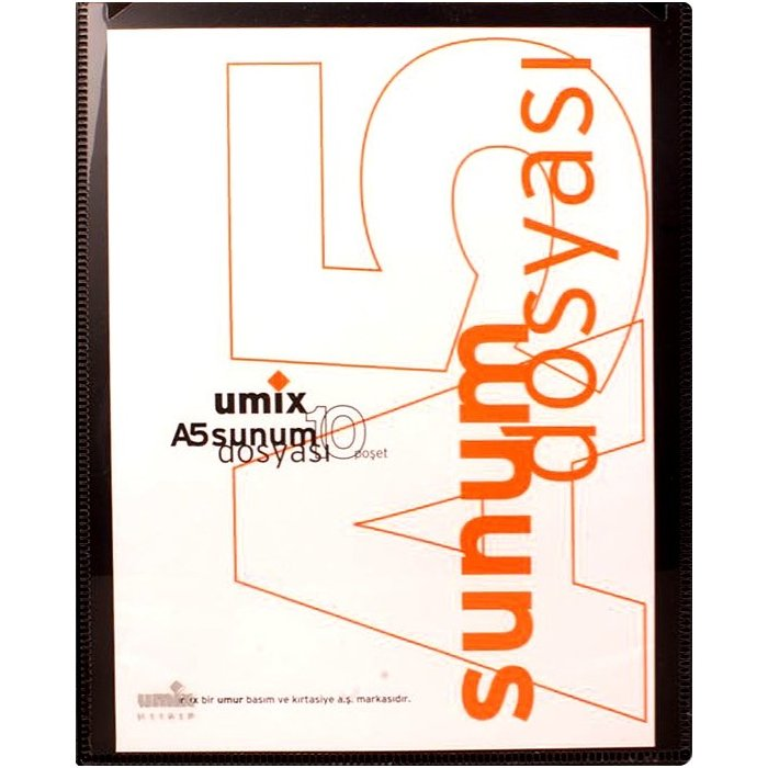 Umix A5 Önden Cepli 10'lu Sunum Dosyası Siyah
