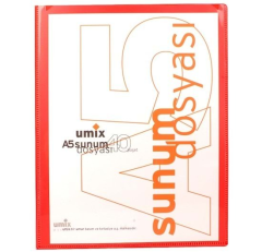 Umix A5 Önden Cepli 40'lı Sunum Dosyası Kırmızı