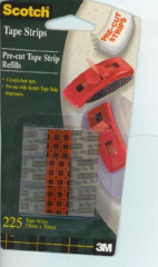 3M Scotch Crystal Clear Pre-Cut Tape Strip Refills 19 mm x 50 mm 225 Adet