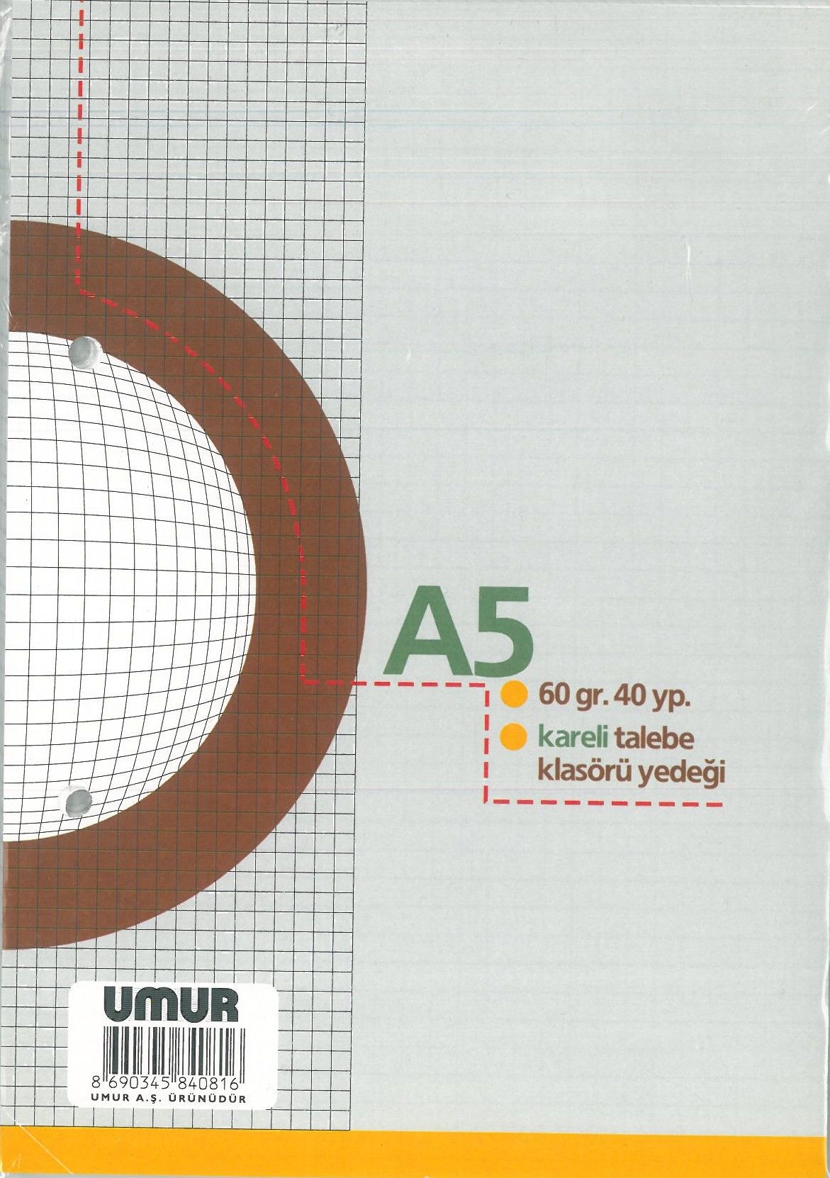 Umur Kolej Yedeği A5 Kareli Beyaz