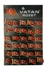 Vatan Türk Bayraklı Dalgalı Rozet